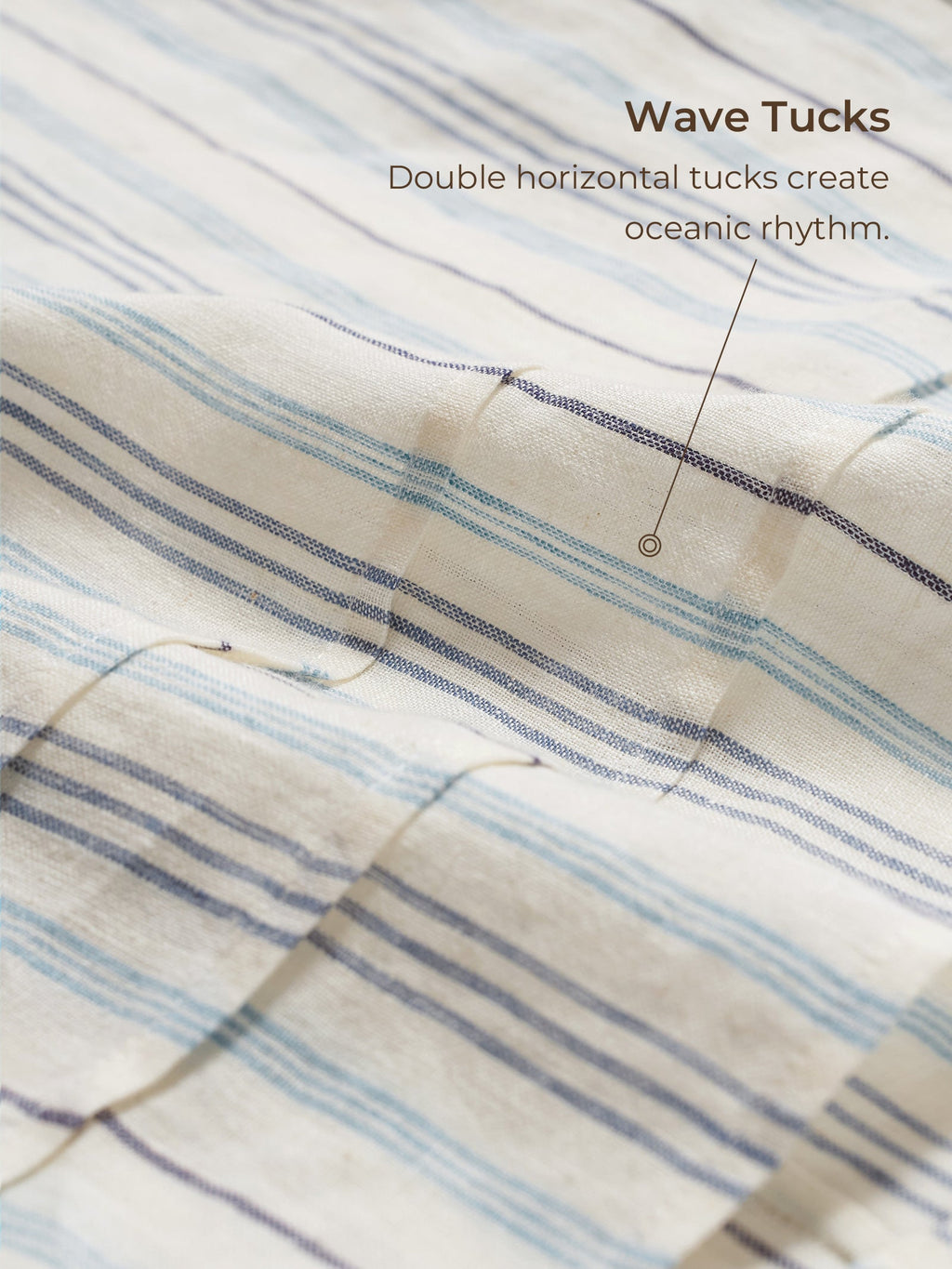 LINTICO LINTICO 100% Linen Pleated Striped Pullover Top VIA — detail shot 7