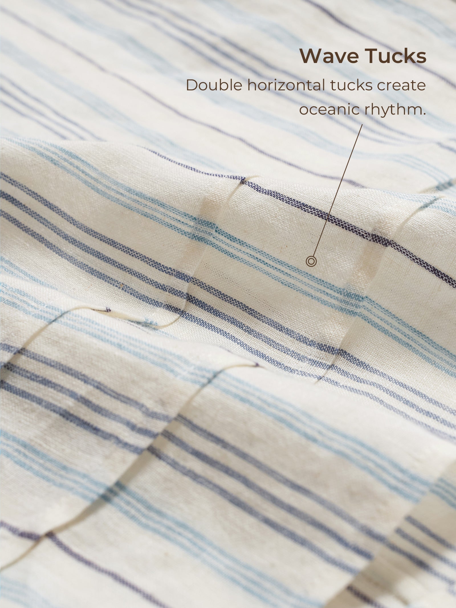 LINTICO LINTICO 100% Linen Pleated Striped Pullover Top VIA — detail shot 7