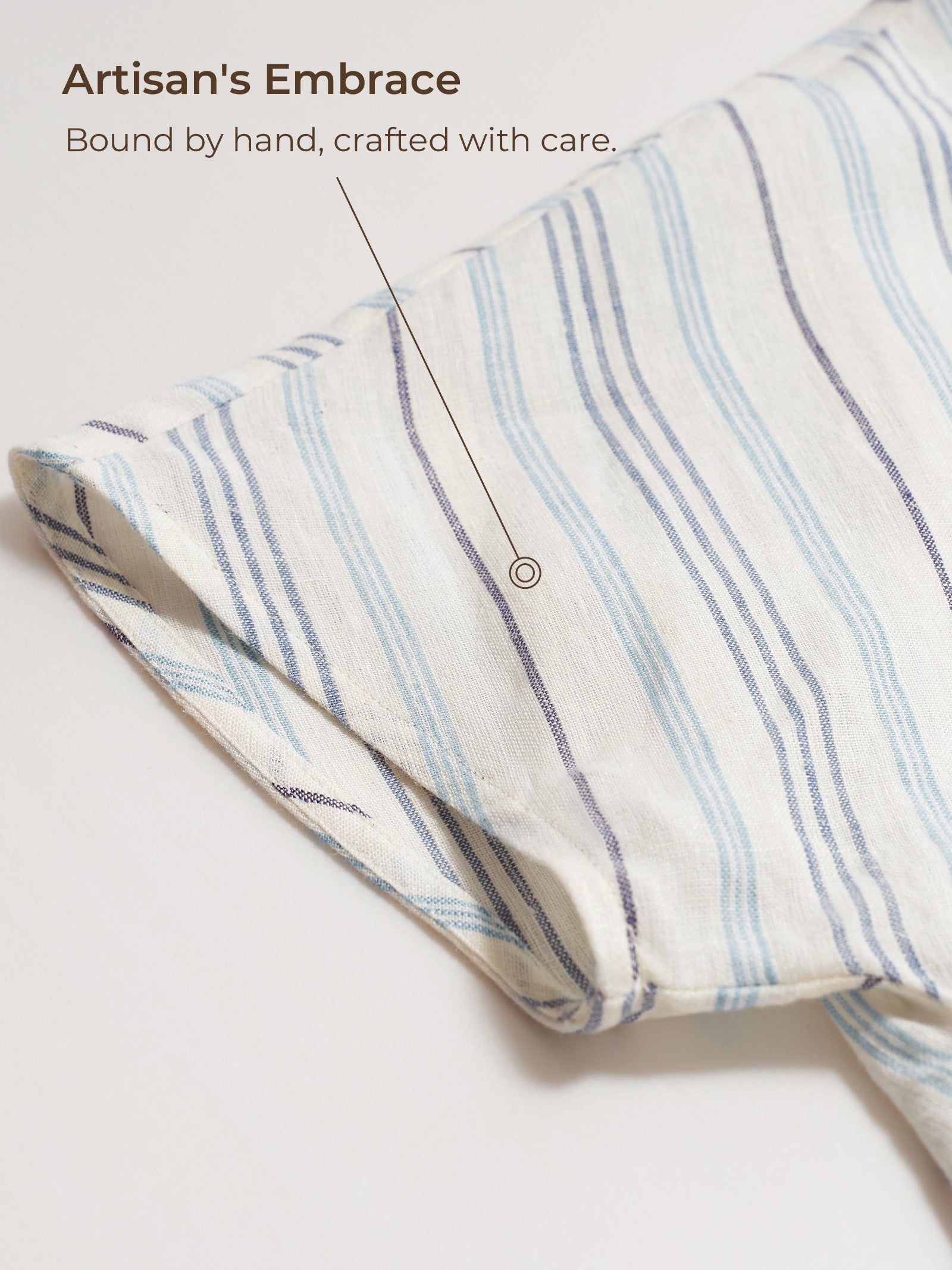 LINTICO LINTICO 100% Linen Pleated Striped Pullover Top VIA — detail shot 8