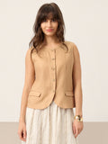 LINTICO 100% Linen Cinch-Back Sleeveless Tailored Vest BRONWYN — main product shot