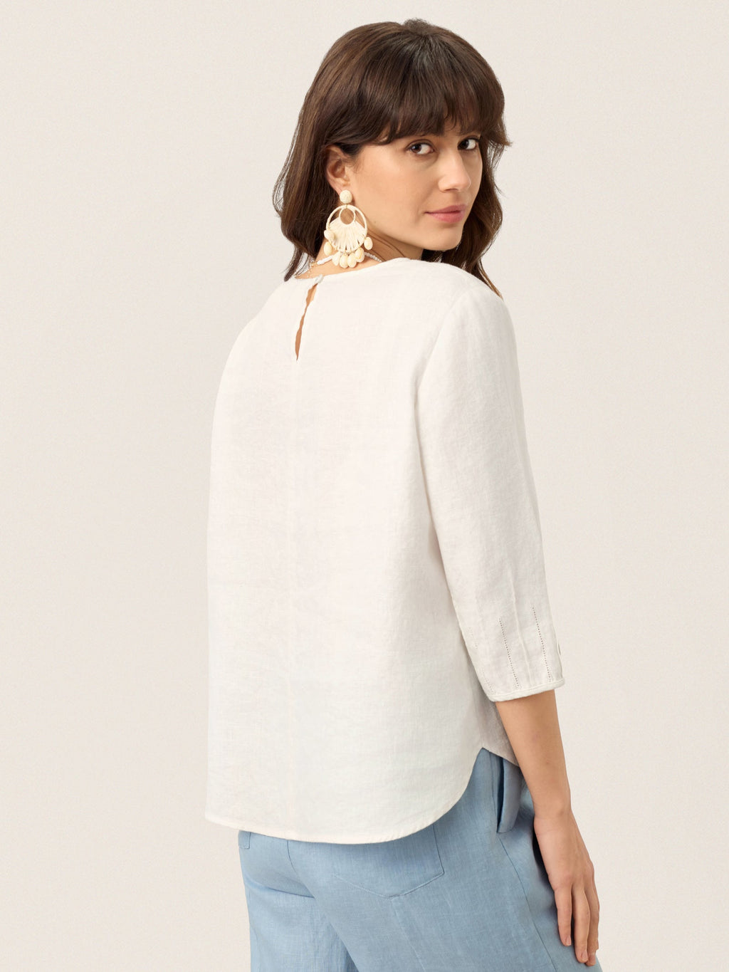 LINTICO 100% Linen Scoop Neck Slit Back Pullover Top FELICIA — tops-blouses-linen category context