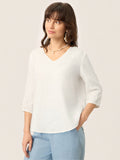 LINTICO 100% Linen Scoop Neck Slit Back Pullover Top FELICIA — main product shot