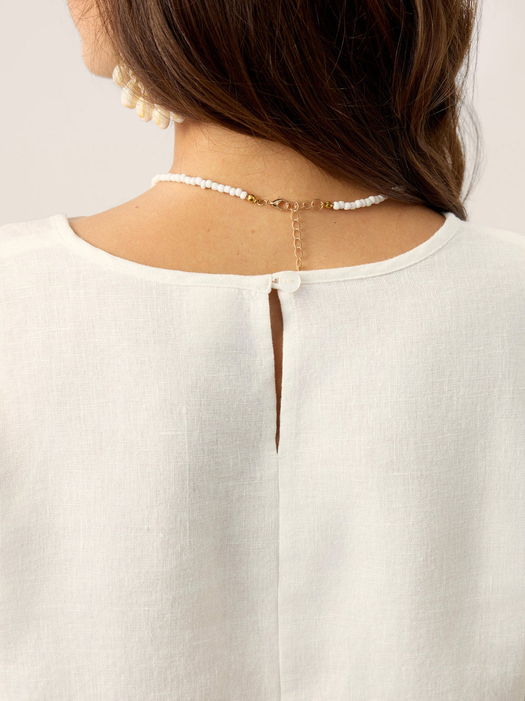 LINTICO 100% Linen Scoop Neck Slit Back Pullover Top FELICIA — detail shot 8