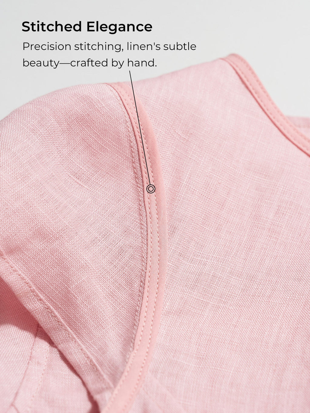 LINTICO 100% Linen Shell Button Pleated Crew Neck Top RENA — lifestyle worn / used context