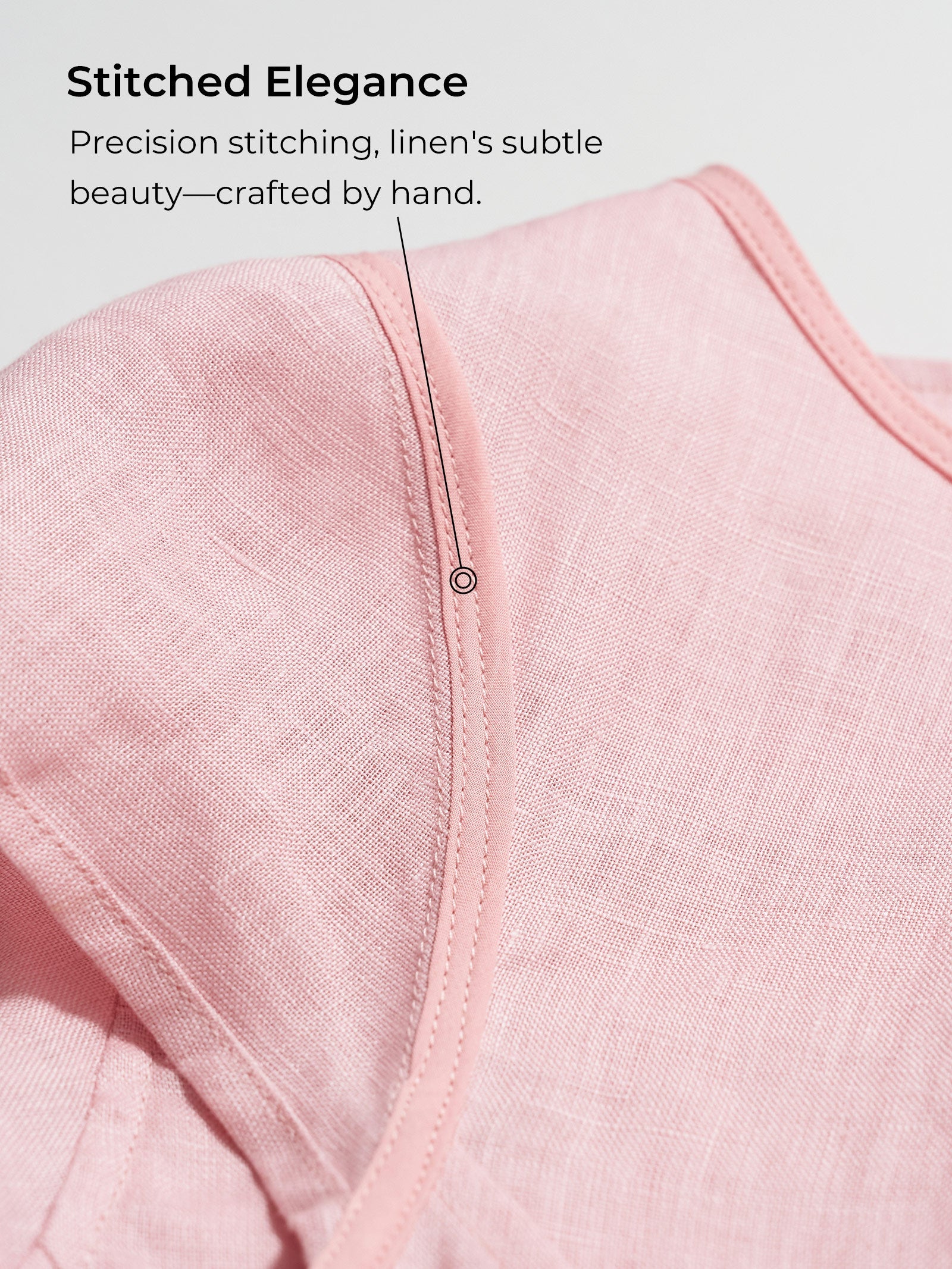 LINTICO 100% Linen Shell Button Pleated Crew Neck Top RENA — lifestyle worn / used context