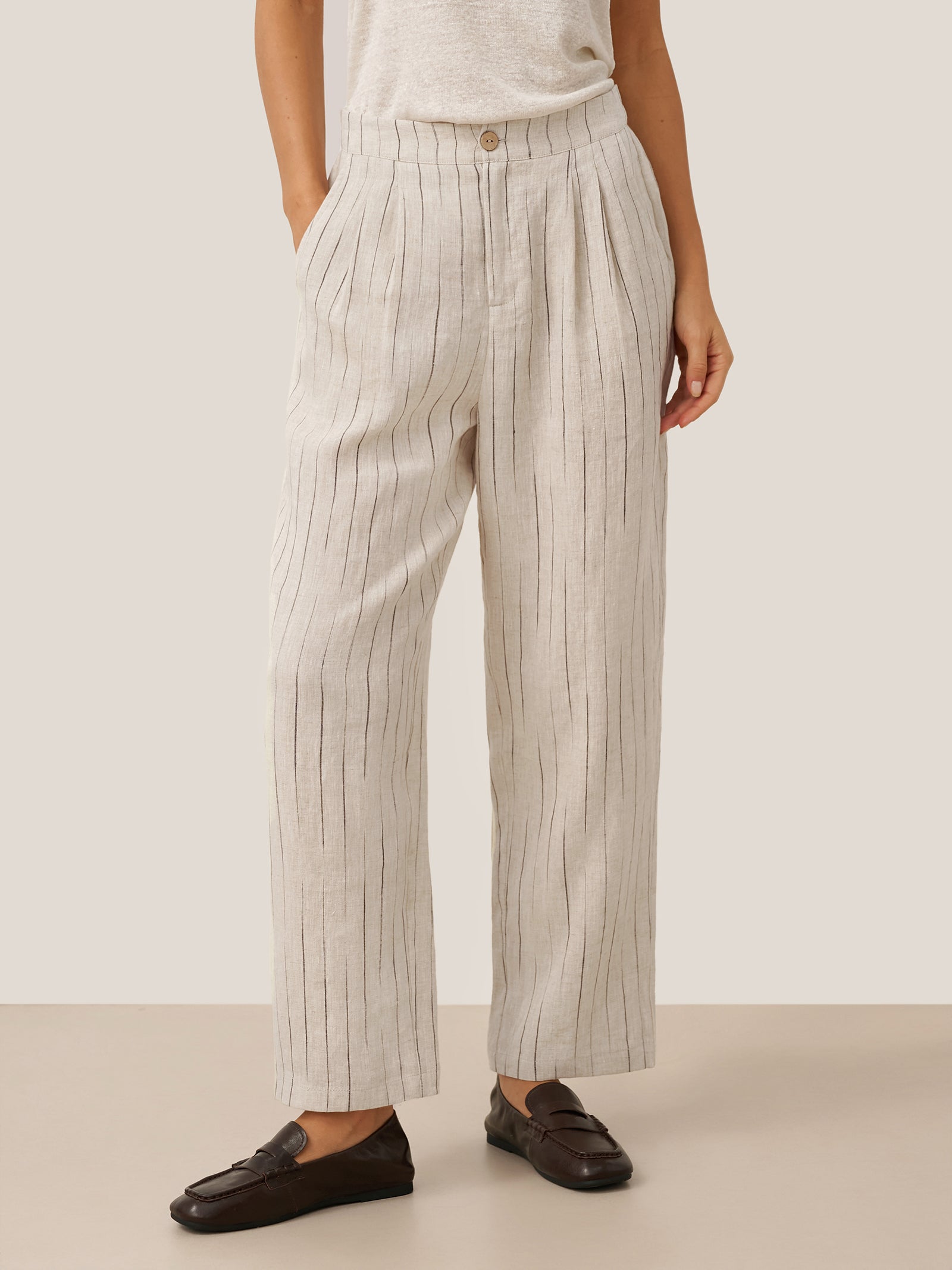 LINTICO 100% Linen Sketch Stripe Suit Set ELOISE — comparison shot