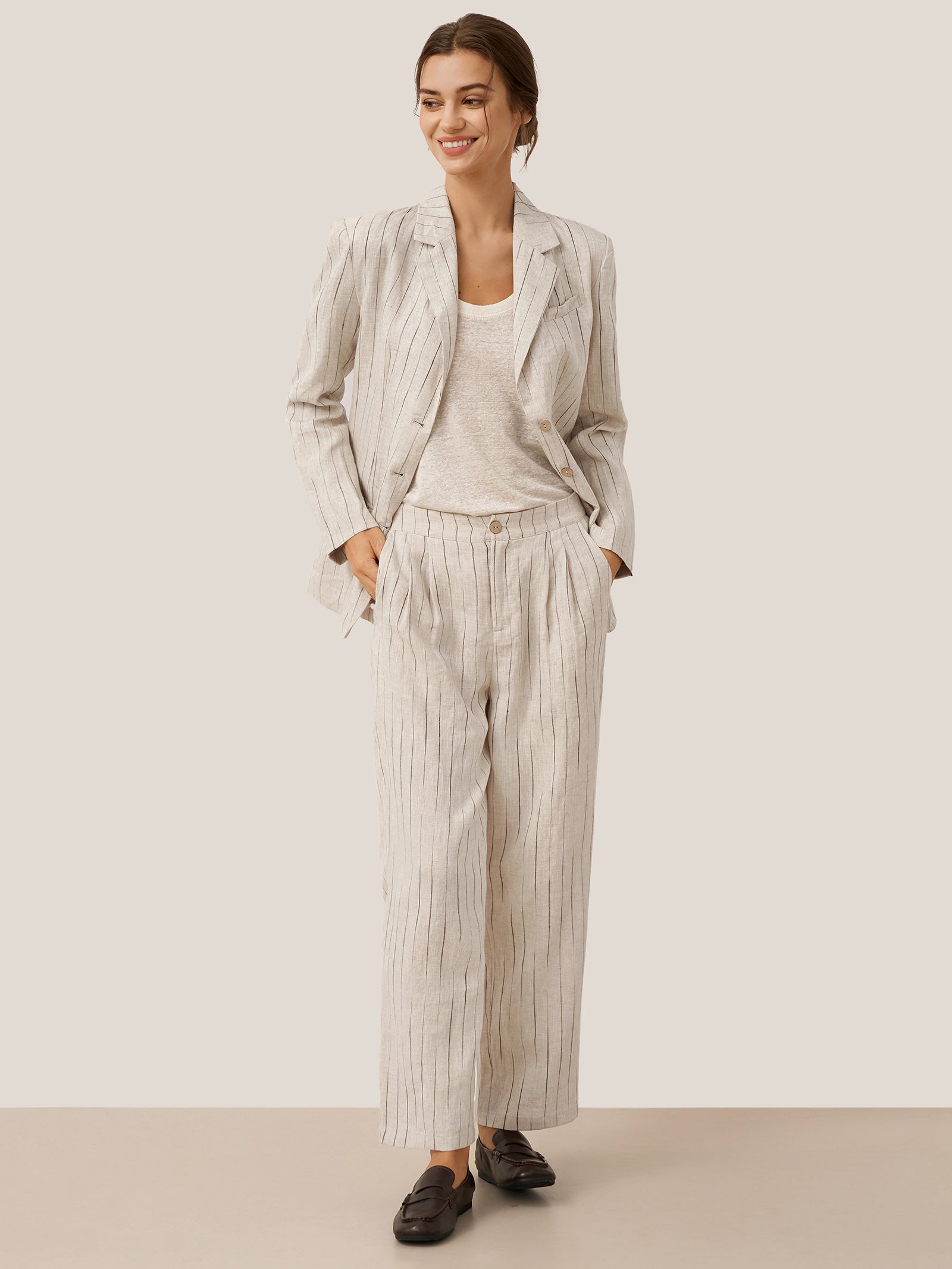LINTICO 100% Linen Sketch Stripe Suit Set ELOISE — alternative angle