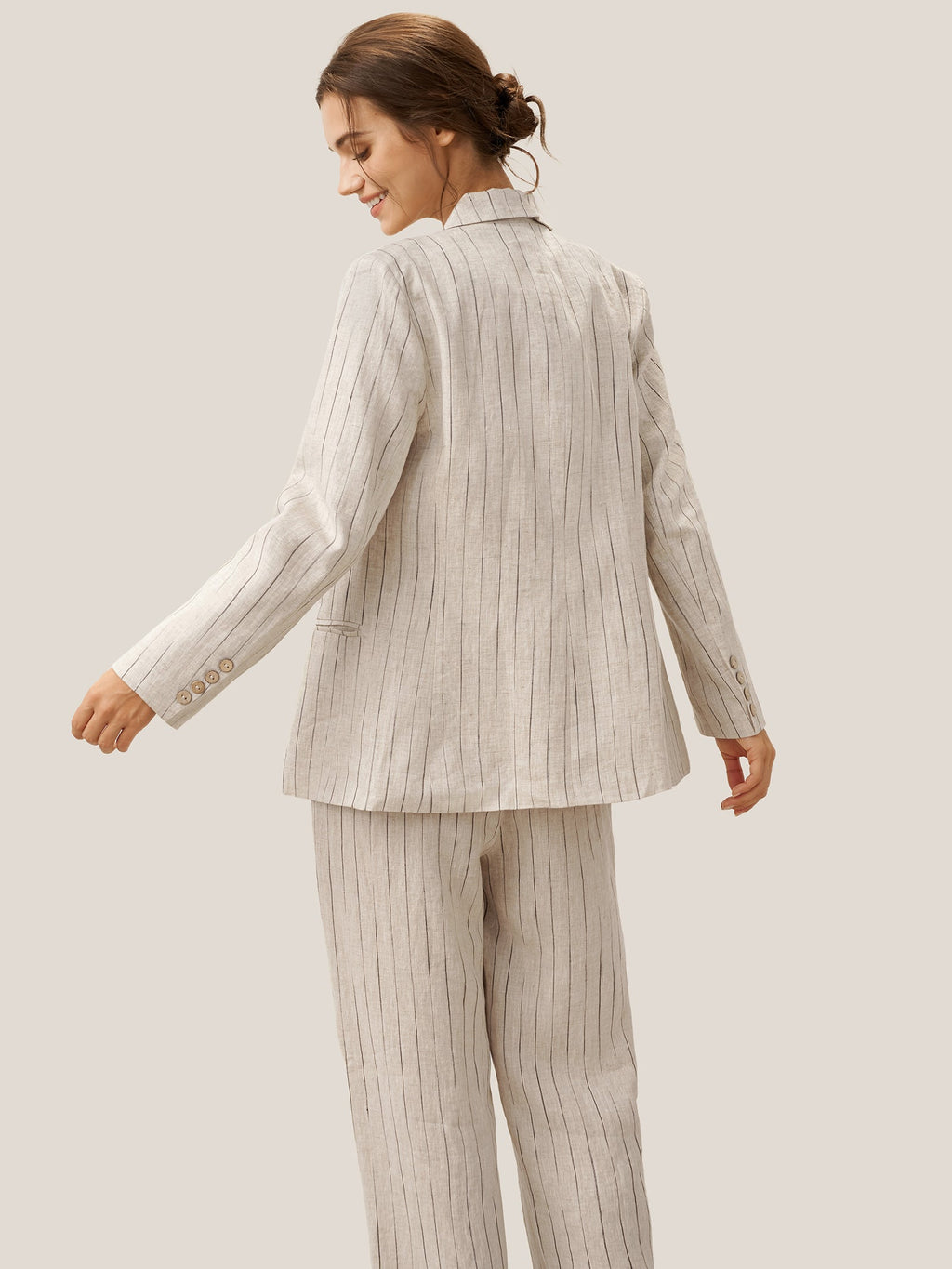 LINTICO LINTICO 100% Linen Sketch Stripe Suit Set ELOISE — sets-pant sets-linen category context
