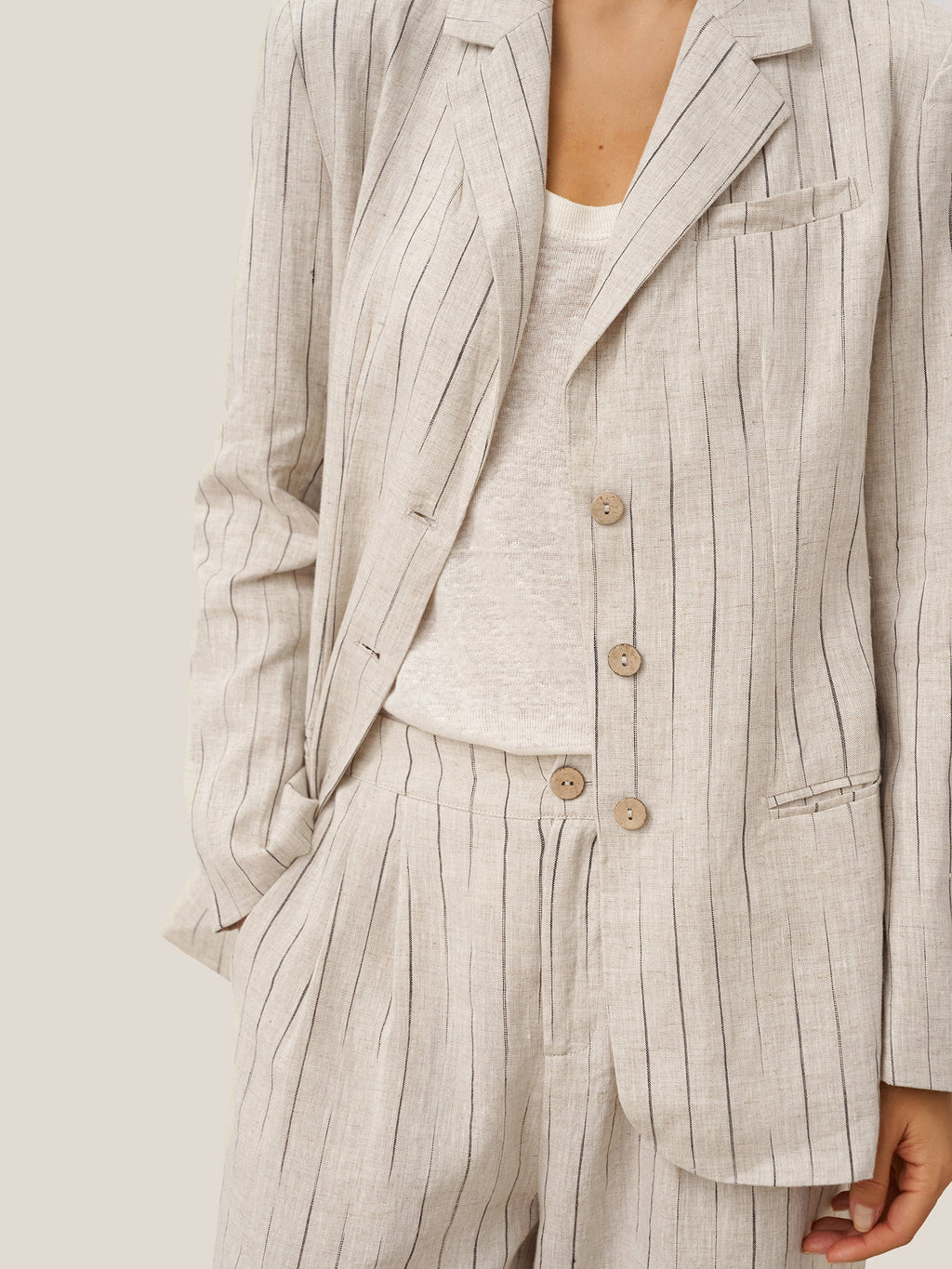 LINTICO LINTICO 100% Linen Sketch Stripe Suit Set ELOISE — detail shot 8