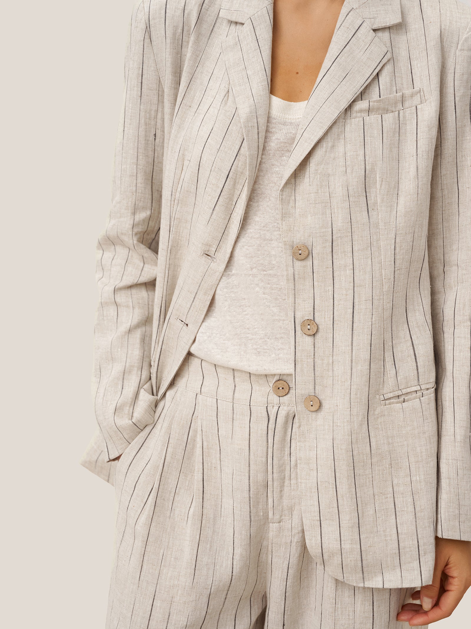 LINTICO LINTICO 100% Linen Sketch Stripe Suit Set ELOISE — detail shot 8
