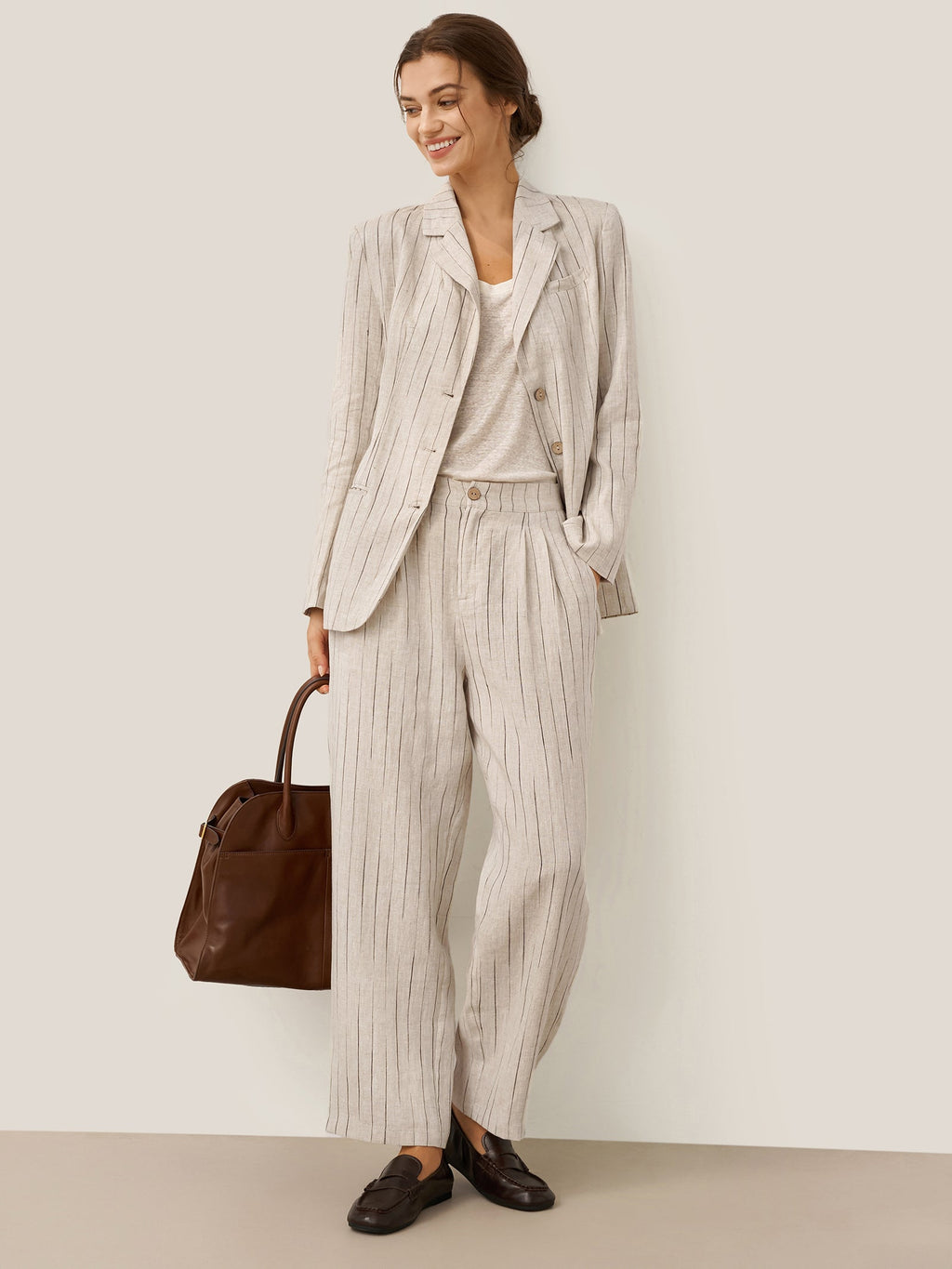 LINTICO 100% Linen Sketch Stripe Suit Set ELOISE — size reference