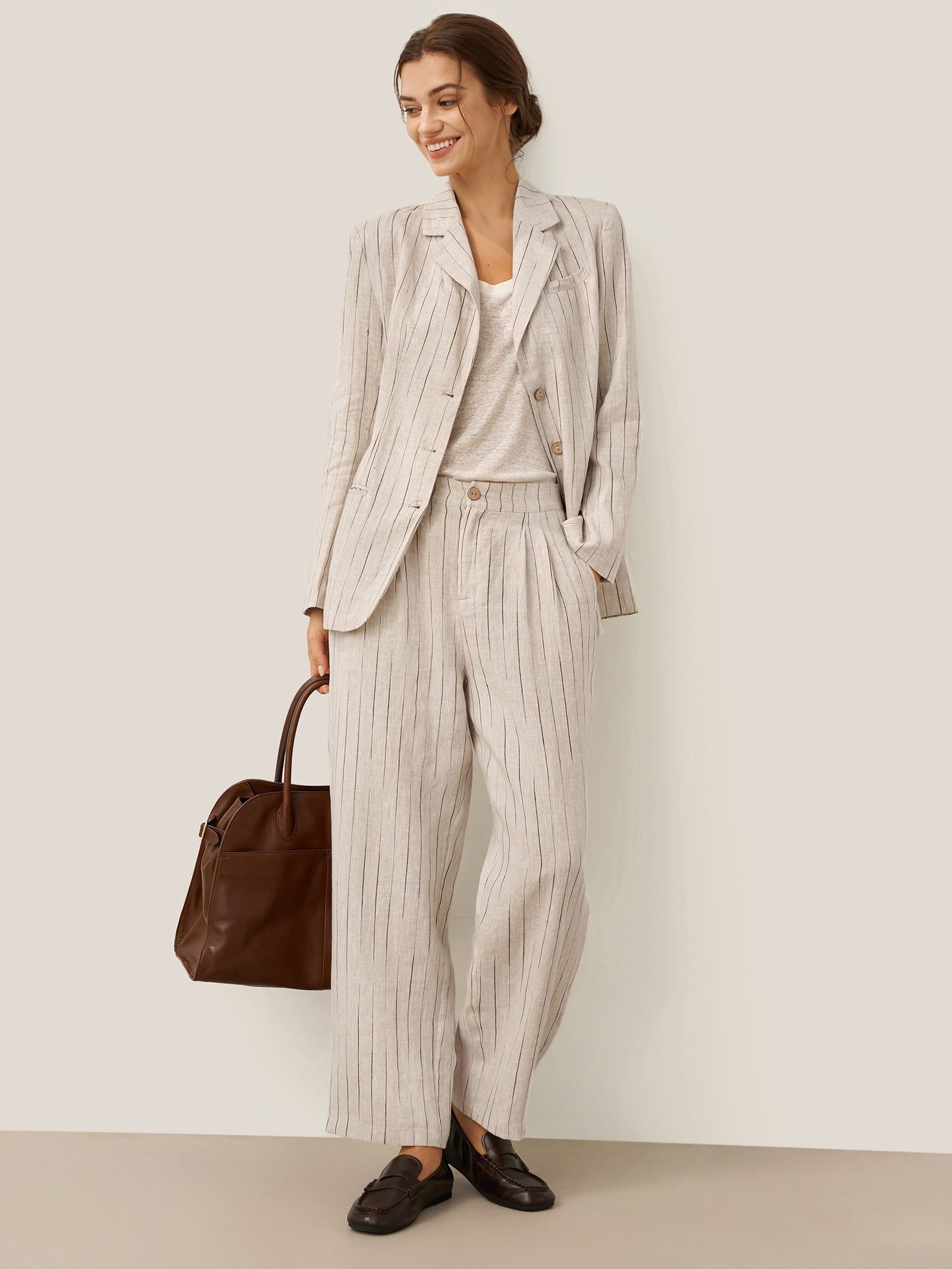 LINTICO 100% Linen Sketch Stripe Suit Set ELOISE — size reference