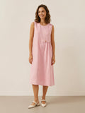 LINTICO 100% Linen Sleeveless Accordion Pleat Midi Dress TINA — main product shot