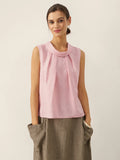LINTICO 100% Linen Structured Collar Sleeveless Blouse BLAIR — main product shot