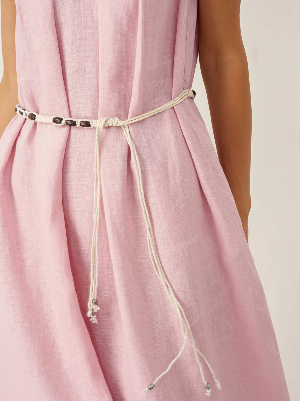 LINTICO 100% Linen Structured Collar Sleeveless Maxi Dress with Belt OPAL — comparison shot