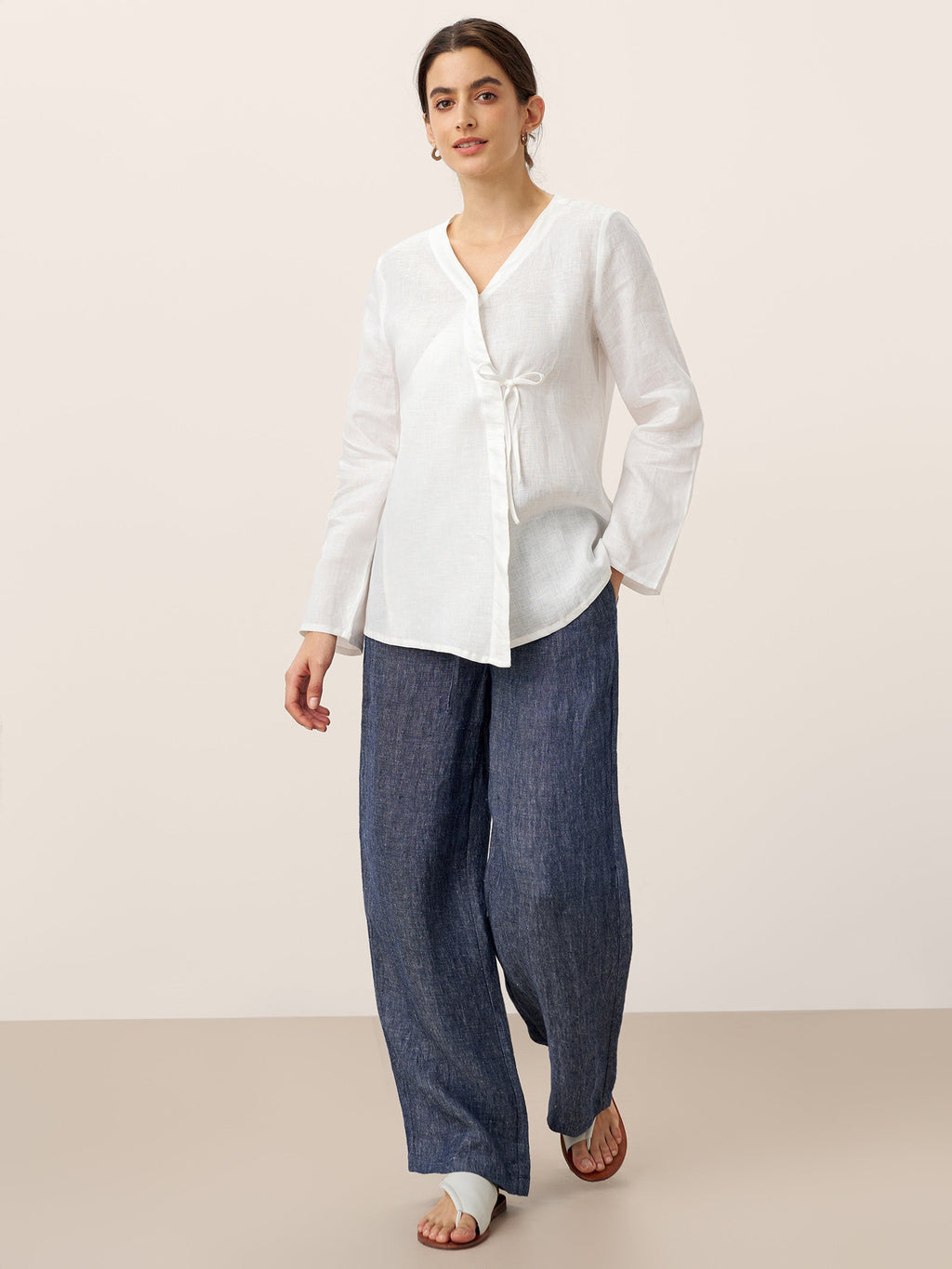 LINTICO LINTICO 100% Linen Tie Cardigan Top DAKOTA — detail shot 9