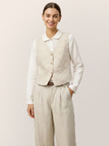 LINTICO 100% Linen V-Neck Buttoned Closure Vest DELIA — main product shot