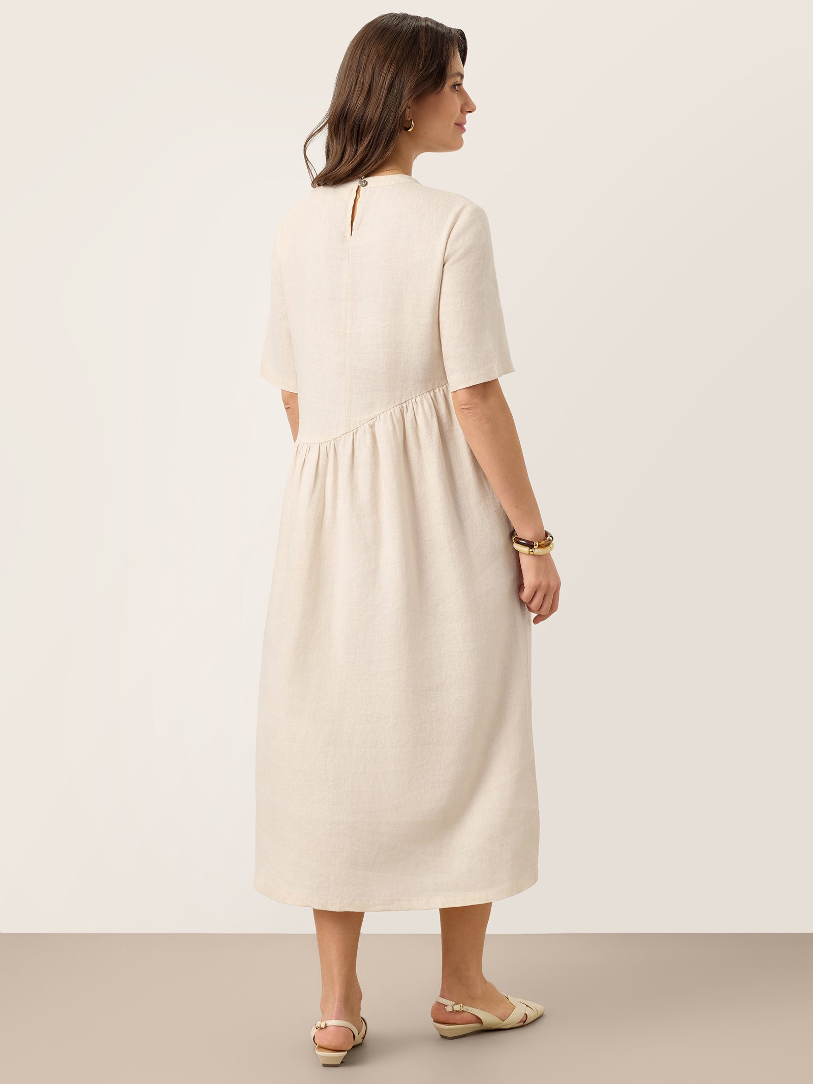 LINTICO 100% Linen Arch-Seam Fluid Maxi Dress EUDORA — dresses-maxi dresses-linen category context