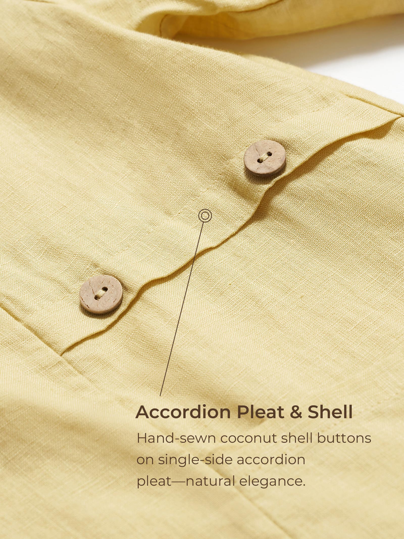 LINTICO 100% Linen Asymmetric Hem Long Top ISLA — LINTICO branding close-up