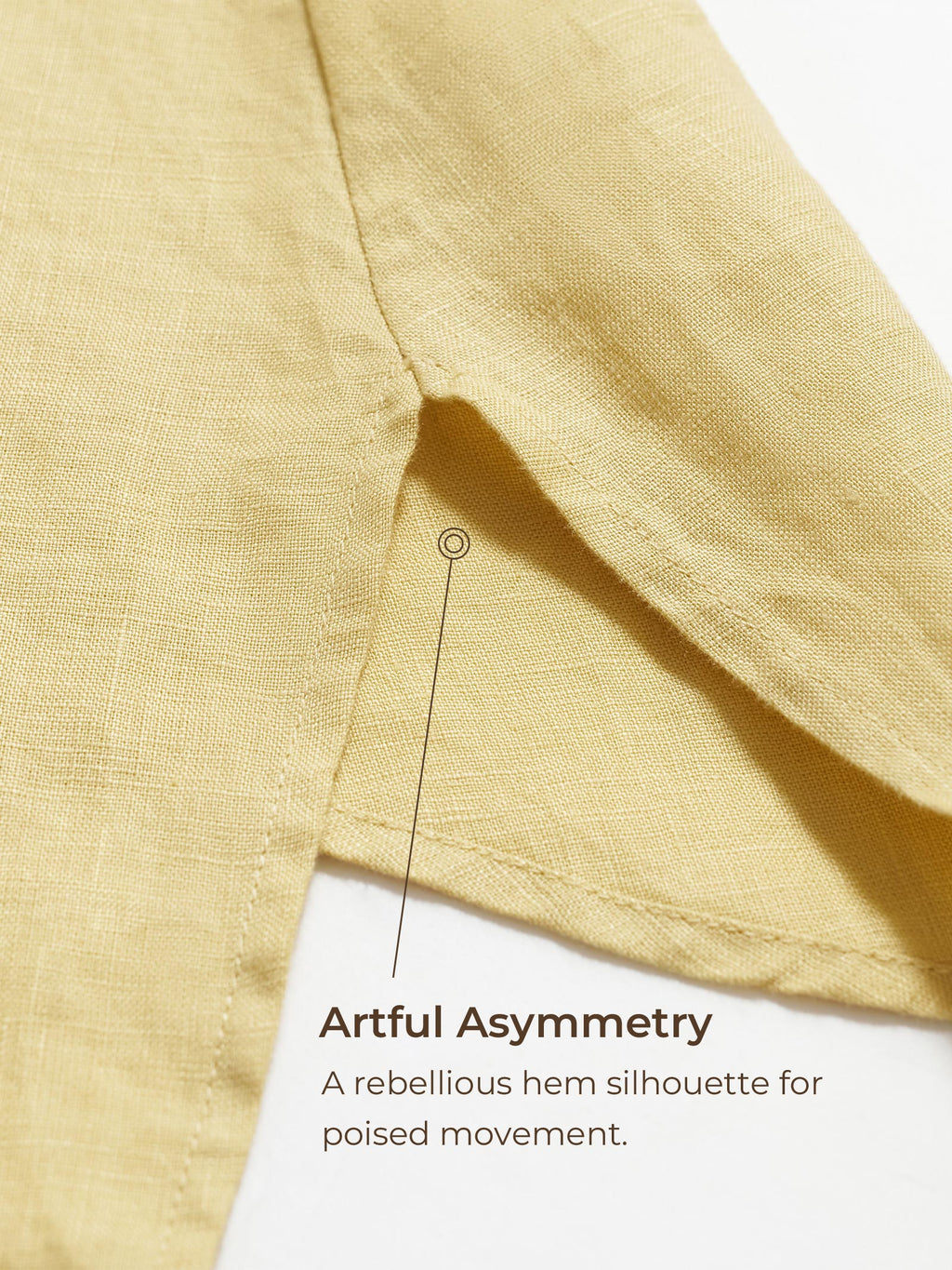 LINTICO 100% Linen Asymmetric Hem Long Top ISLA — lifestyle worn / used context