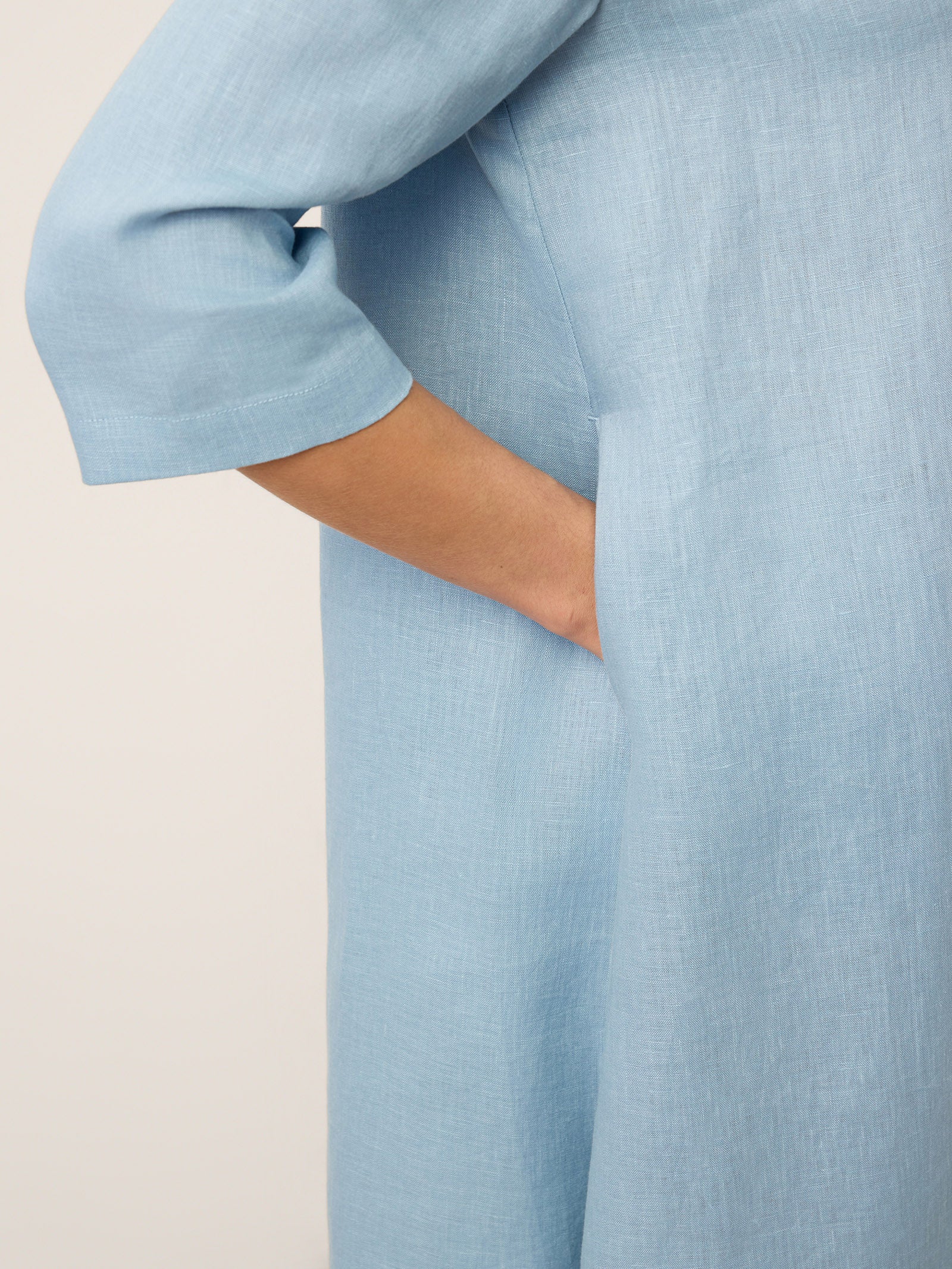 LINTICO 100% Linen Asymmetric Shawl Collar A-Line Midi Dress WINIFRED — detail shot 8