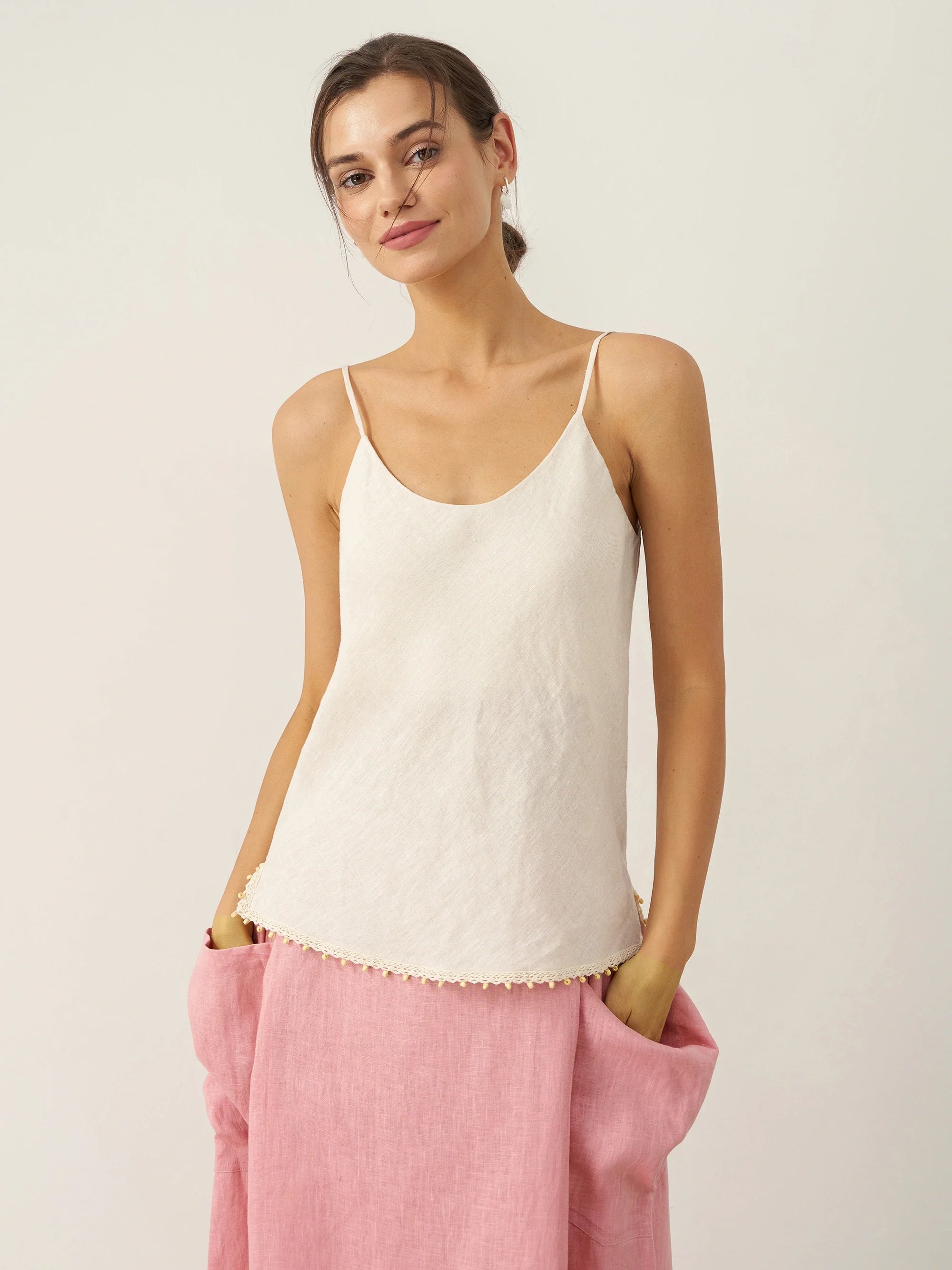 LINTICO 100% Linen Beaded Hem Camisole Bree — comparison shot