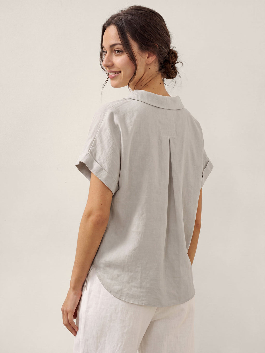 LINTICO 100% Linen Blazer-Inspired Pullover Top DINA — detail shot 7