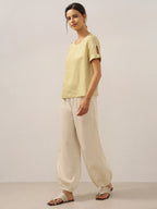 LINTICO 100% Linen Broad Elastic Waistband Pants TALIA — lifestyle worn / used context