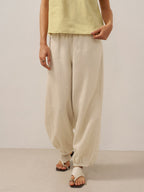 LINTICO 100% Linen Broad Elastic Waistband Pants TALIA — bottoms-pants-linen category context