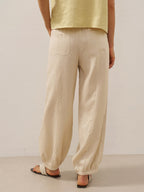 LINTICO 100% Linen Broad Elastic Waistband Pants TALIA — construction detail