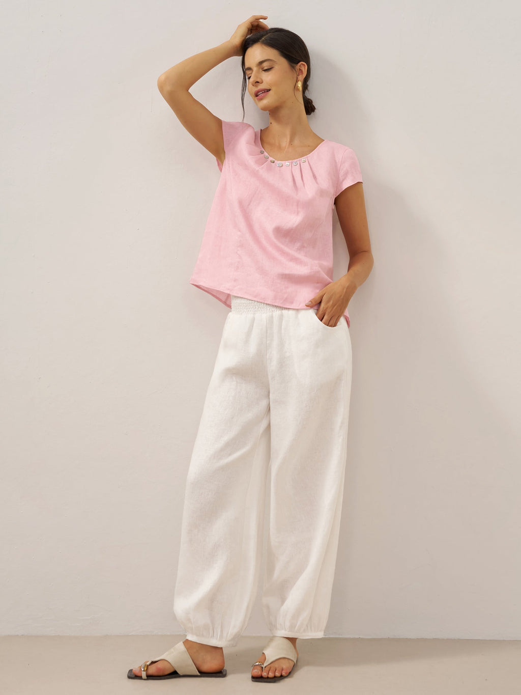 LINTICO 100% Linen Broad Elastic Waistband Pants TALIA — packaging