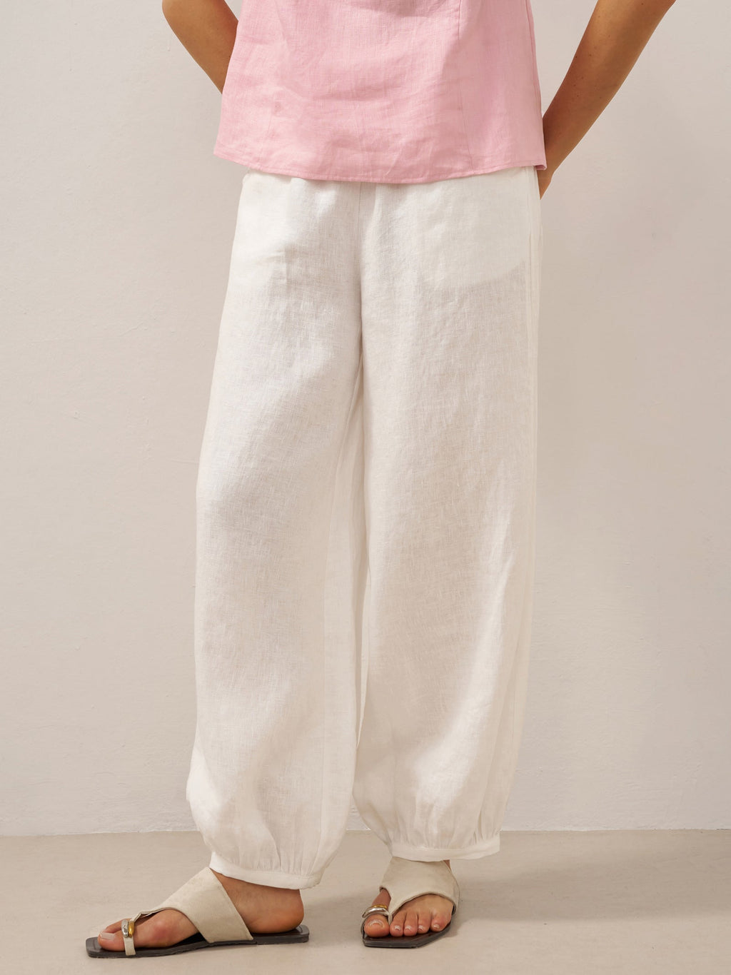 LINTICO 100% Linen Broad Elastic Waistband Pants TALIA — color detail