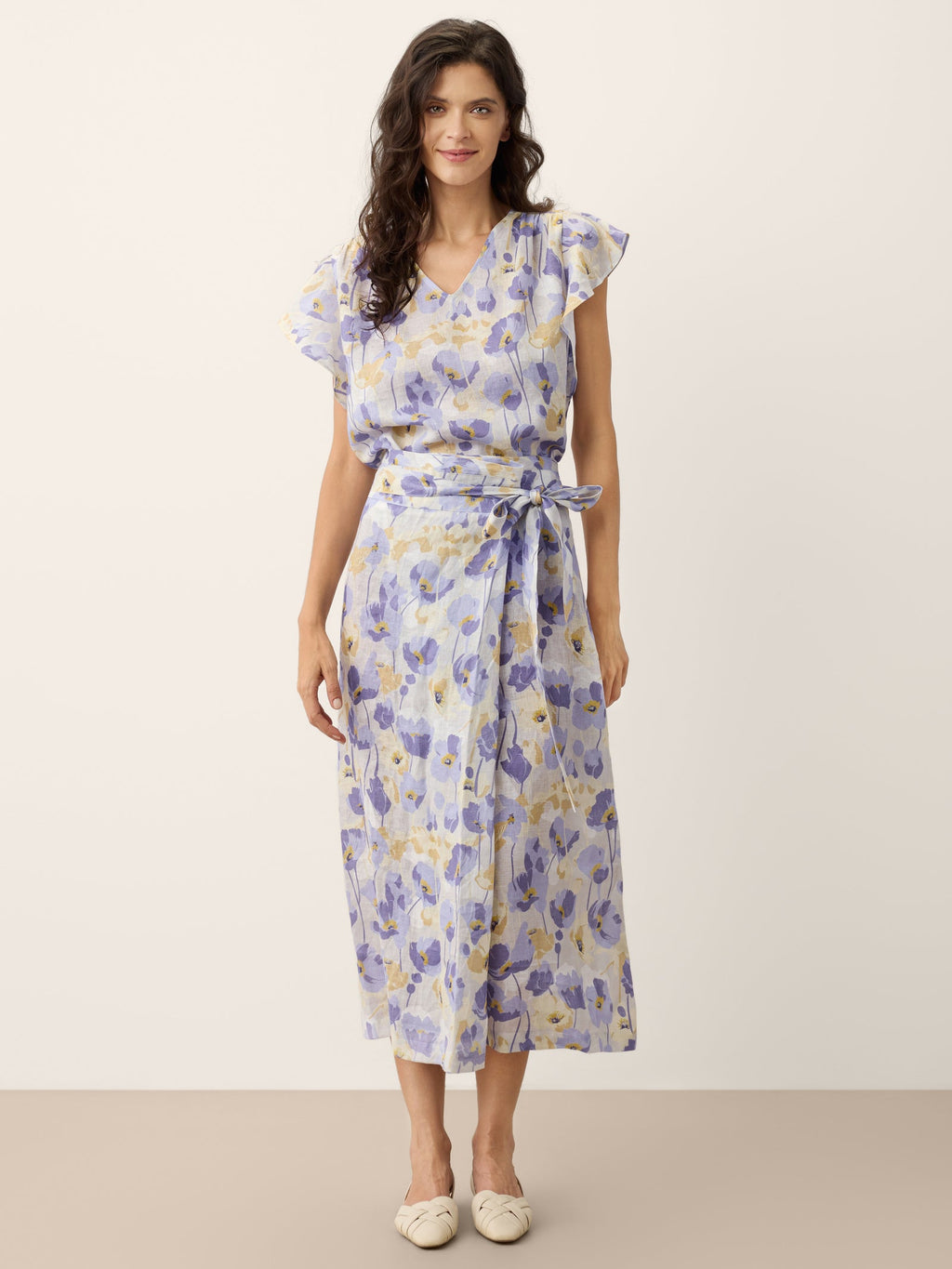 LINTICO 100% Linen Adjustable Wrap-Tie Carnation Print Skirt FRANCESCA — packaging