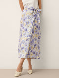 LINTICO 100% Linen Adjustable Wrap-Tie Carnation Print Skirt FRANCESCA — main product shot