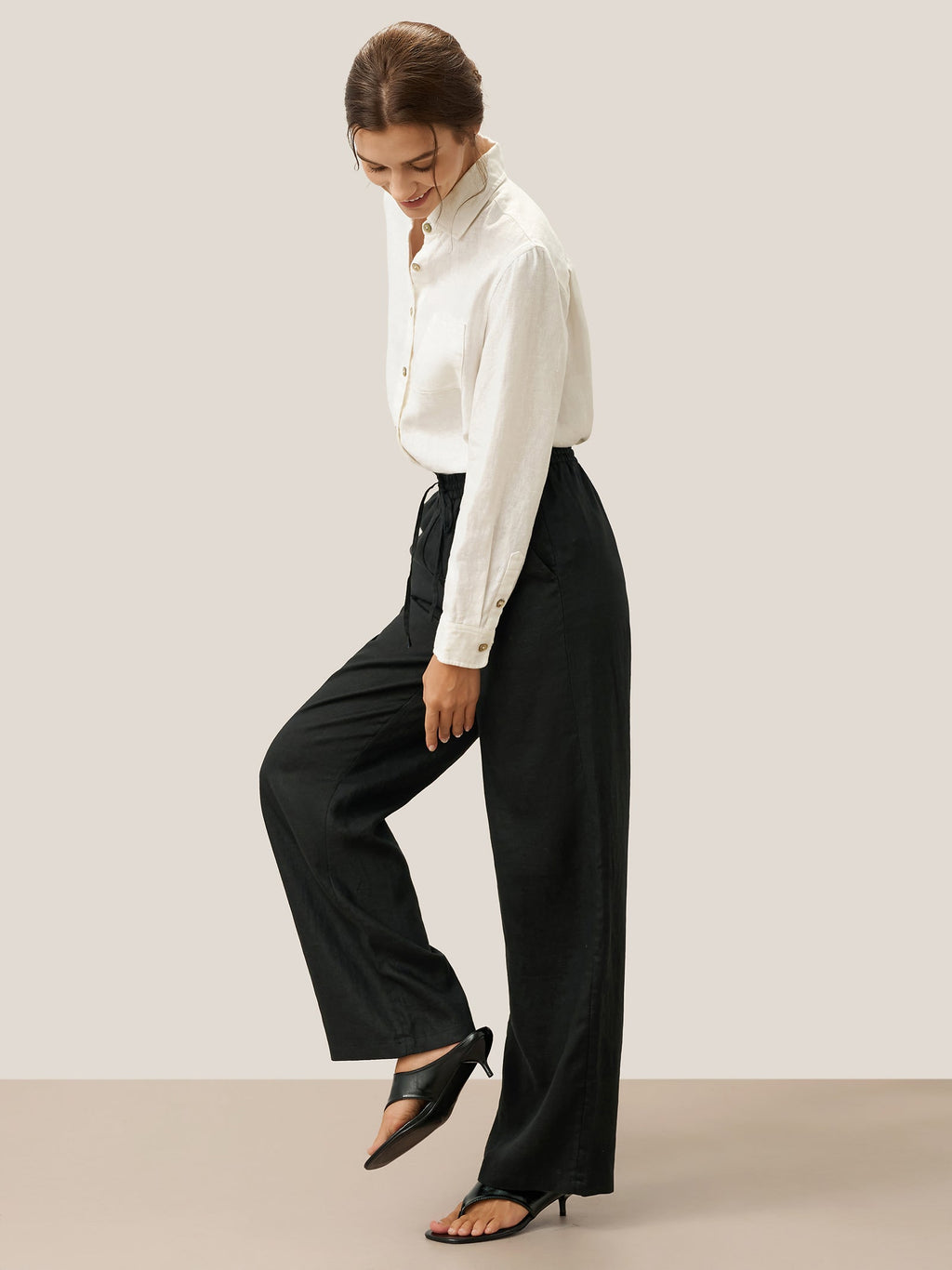 LINTICO 100% Linen Classic Pants LYON — side view
