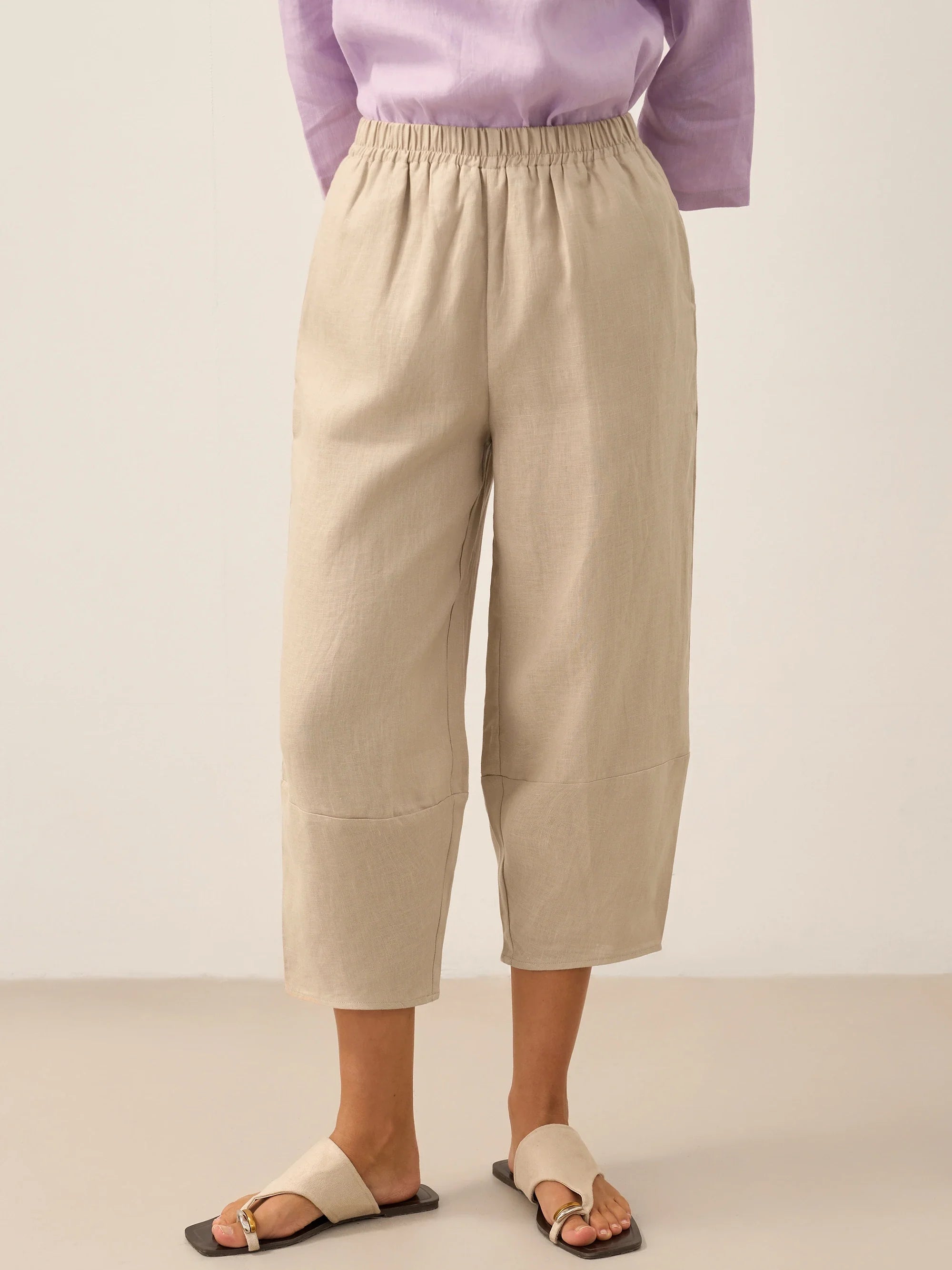 LINTICO 100% Linen Crop Pants RORY — detail shot 8