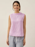 LINTICO 100% Linen Draped Collar Tank Top JACQUELINE — size reference