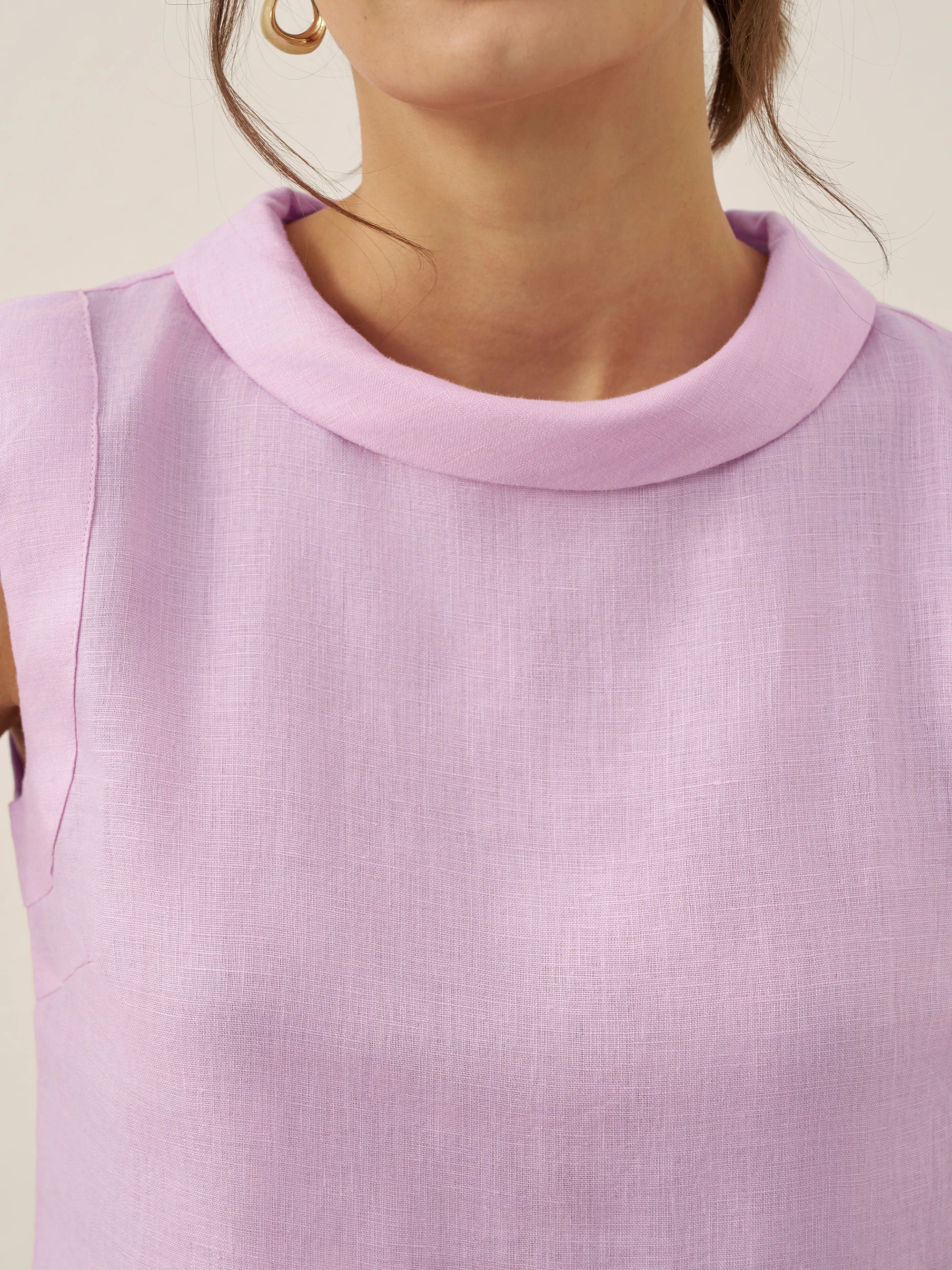 LINTICO 100% Linen Draped Collar Tank Top JACQUELINE — comparison shot