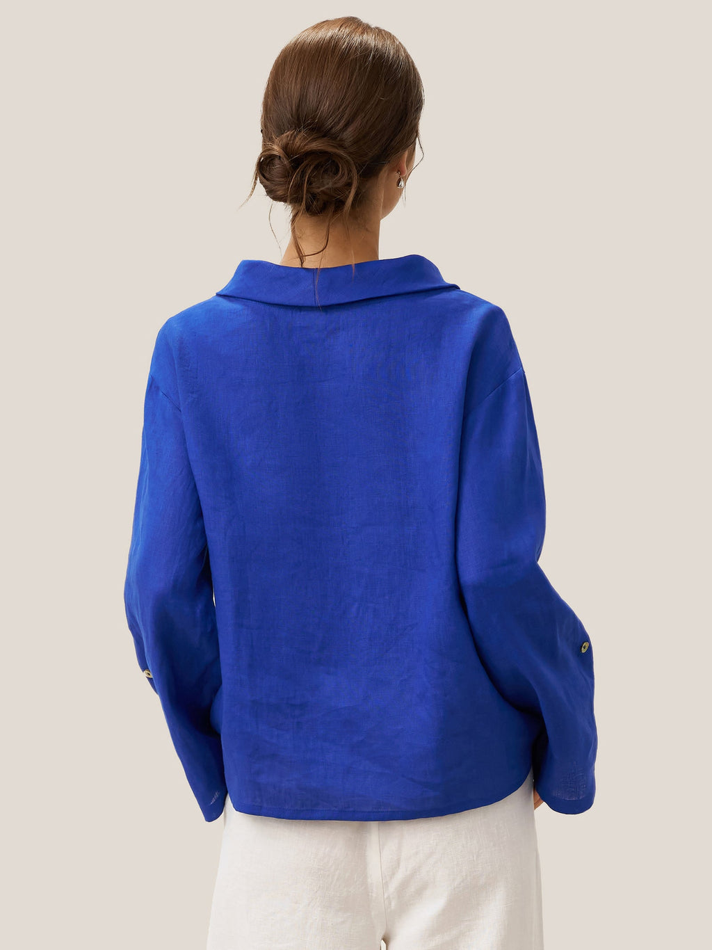 LINTICO 100% Linen Draped Neck Top HOLLIS — feature highlight