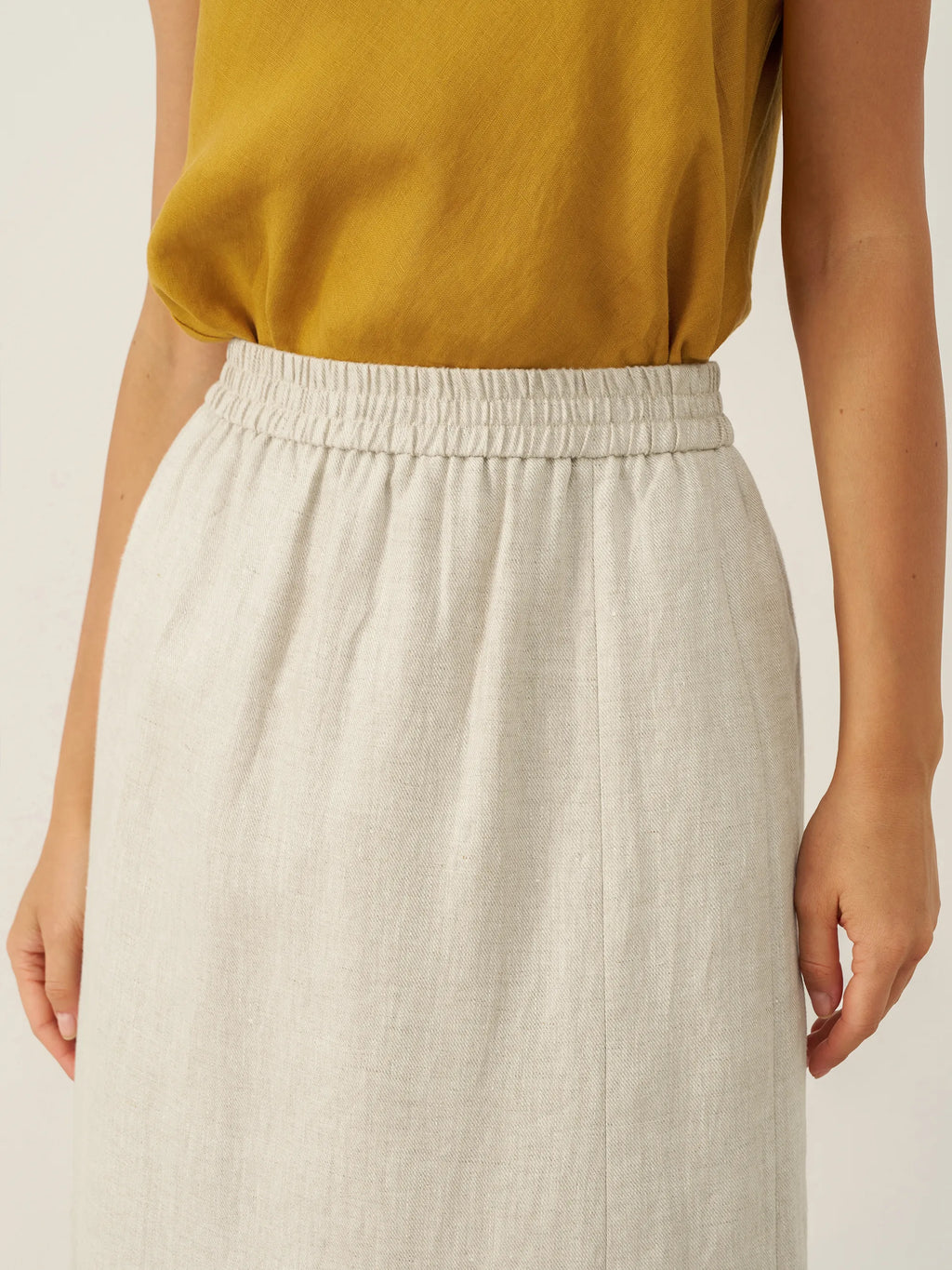 LINTICO 100% Linen Elastic Waist Beaded Skirt BIAN — comparison shot