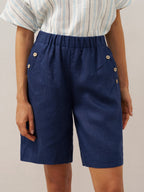 LINTICO LINTICO 100% Linen Elastic Waistband Capri Pants ANNA — main product shot