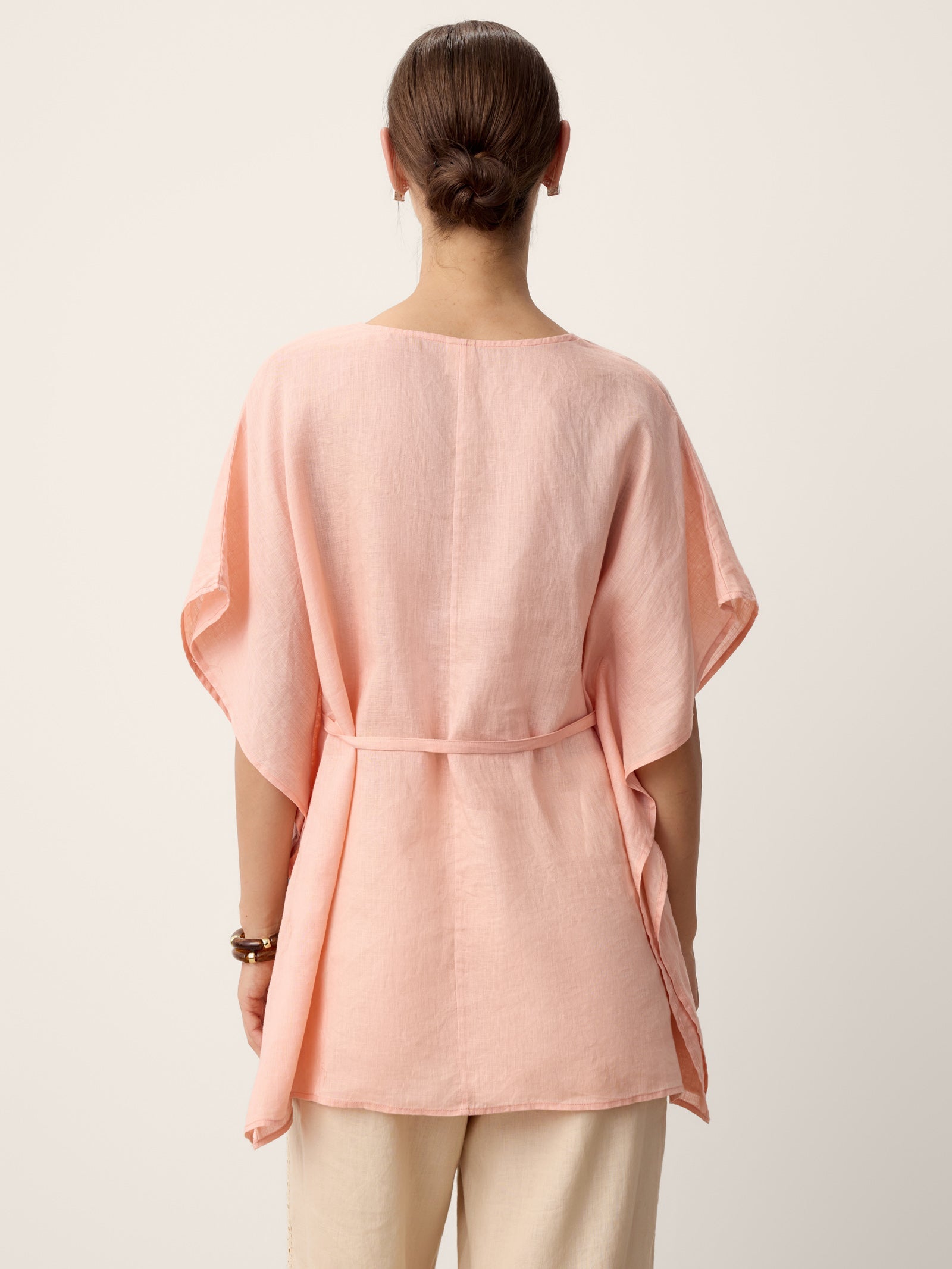 LINTICO 100% Linen Flutter-Sleeve V-Neck Top MARA — detail shot 7