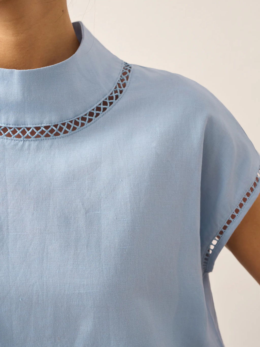LINTICO Linen Cutout Turtleneck Top QUINN — comparison shot