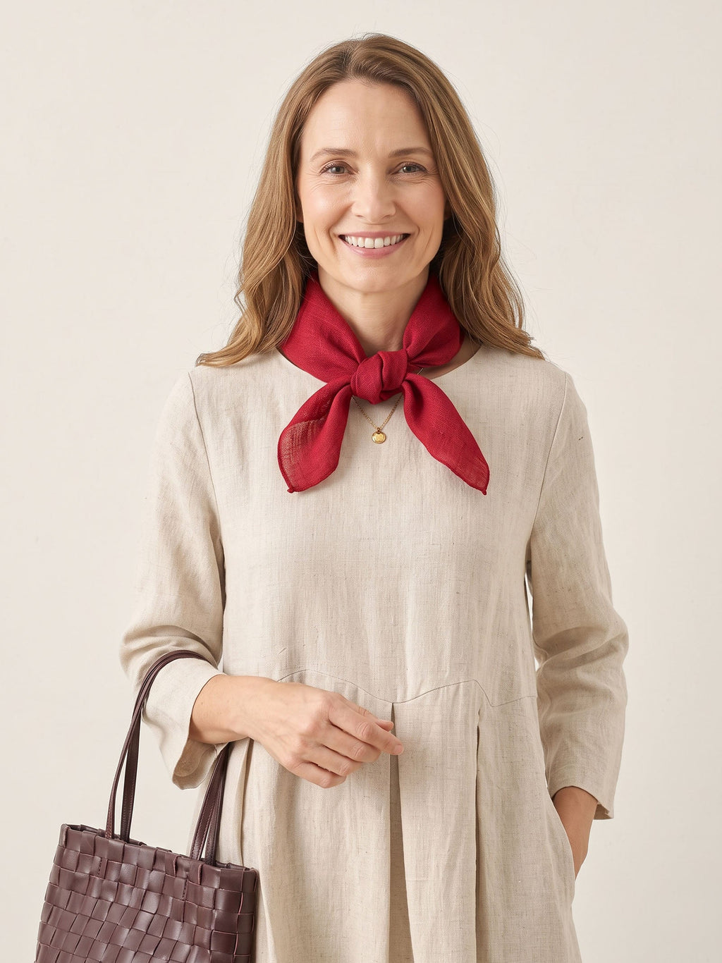 100% Linen Hand-Stitched Square Scarf