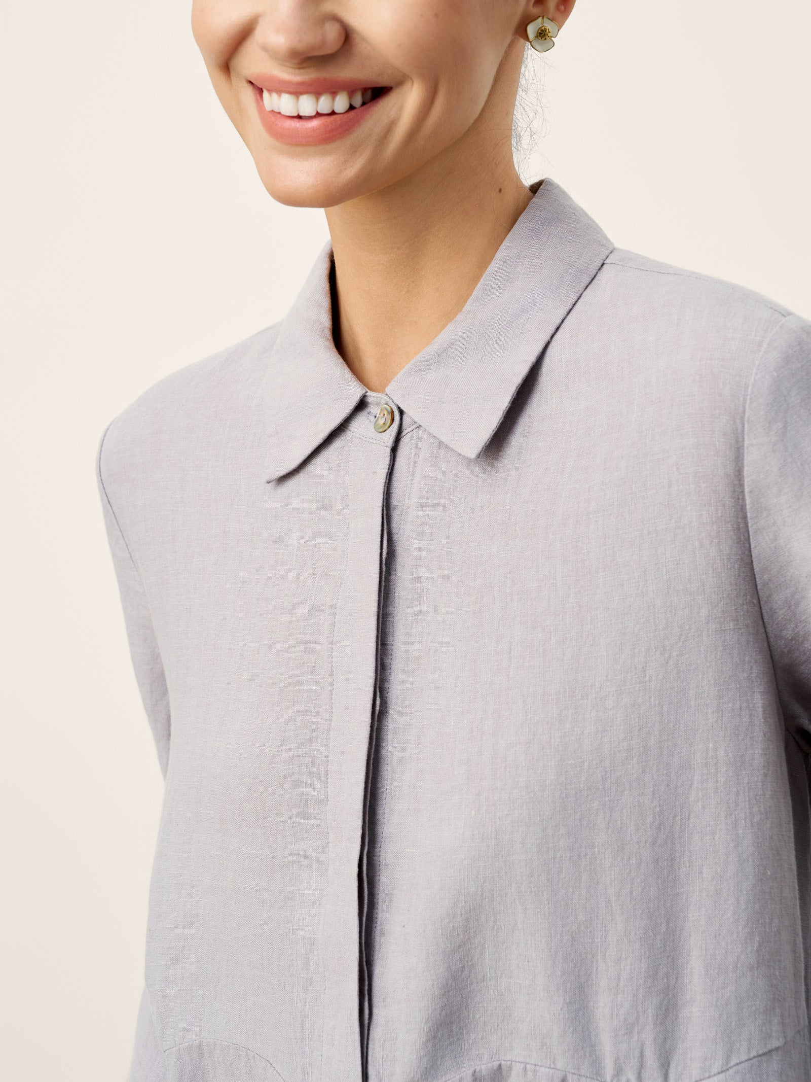 LINTICO 100% Linen Inverted Pleat Curved Seam Maxi Dress VALERIE — detail shot 6
