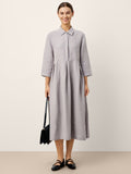 LINTICO 100% Linen Inverted Pleat Curved Seam Maxi Dress VALERIE — main product shot