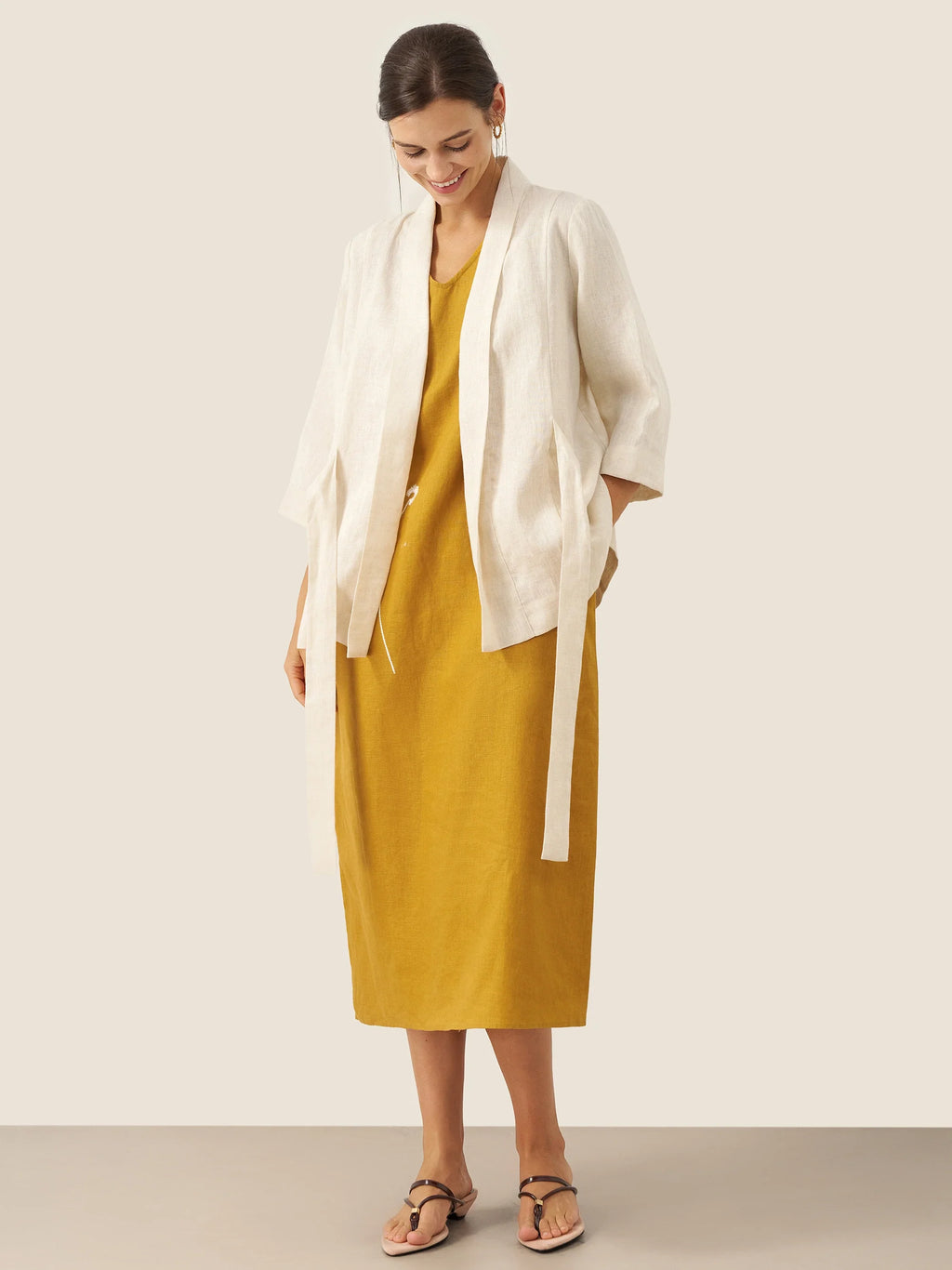 LINTICO LINTICO 100% Linen Kimono Belted Blazer BRIA — detail shot 8