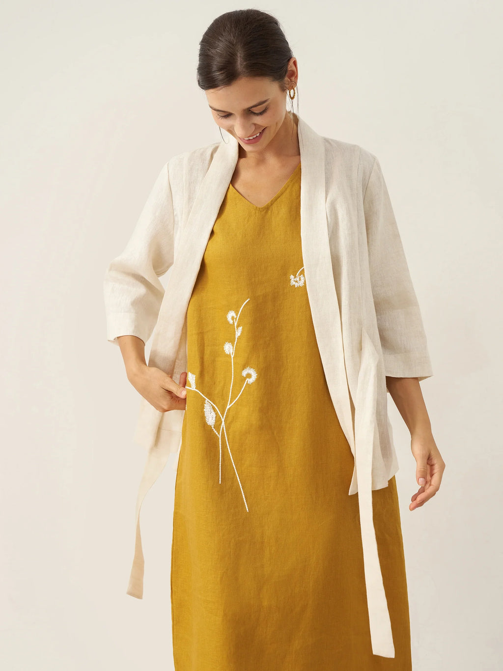 LINTICO LINTICO 100% Linen Kimono Belted Blazer BRIA — detail shot 7