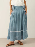 LINTICO 100% Linen Lace-Up Pocket Skirt FENLA — main product shot