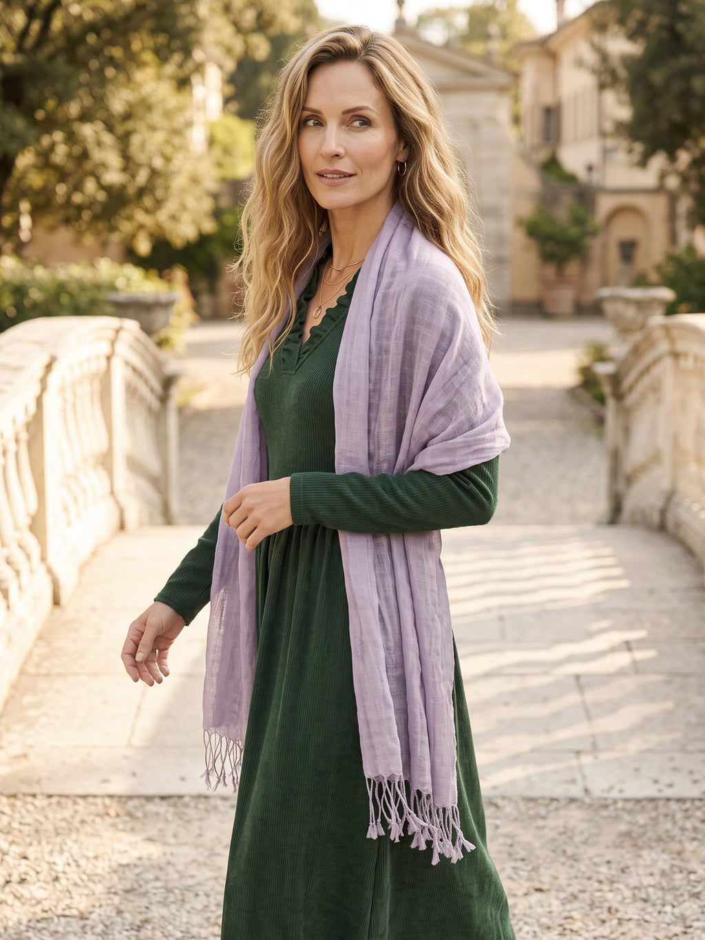 100% Linen Lightweight Solid Color Scarf BIANCA